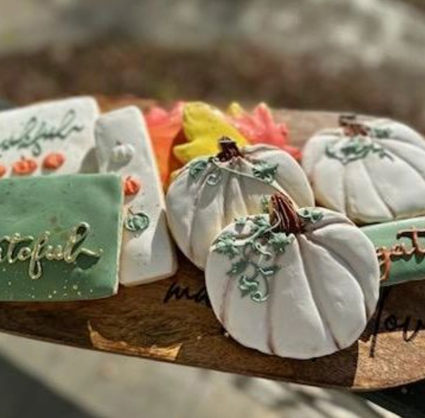 fall pumpkin and grateful cookies