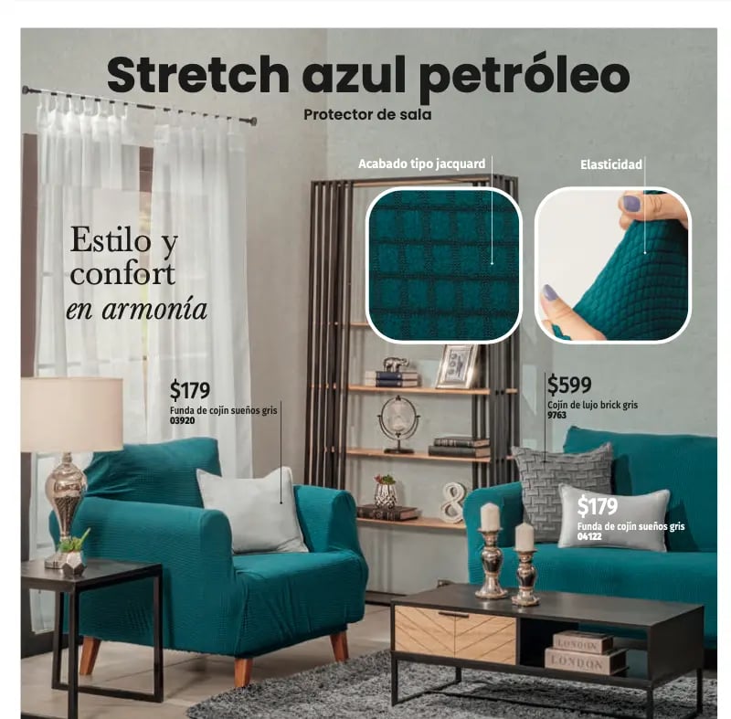 Funda de sillon modelo Stretch azul de la marca Intima hogar