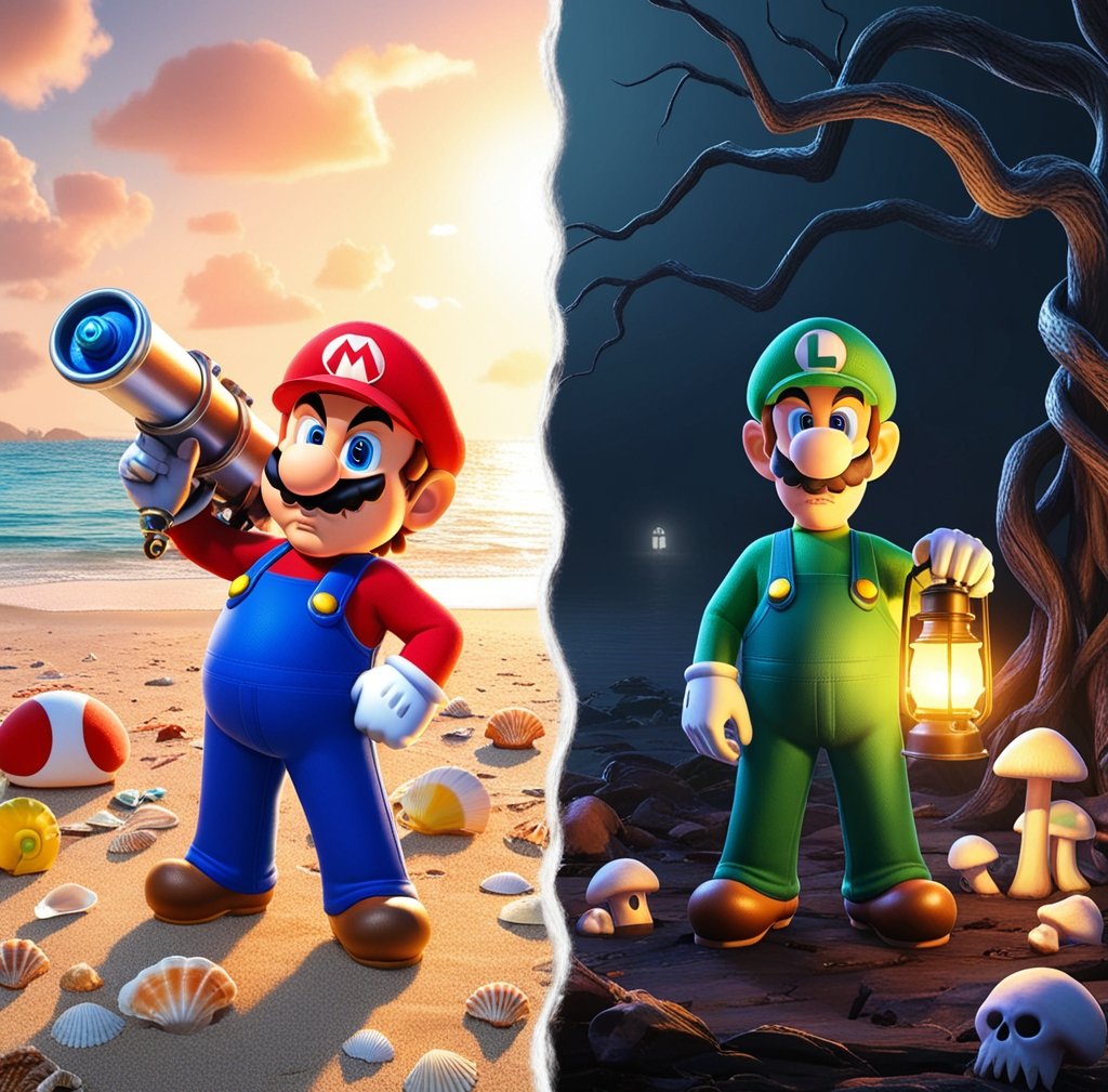 two nintendo mario bros characters are shown in this image