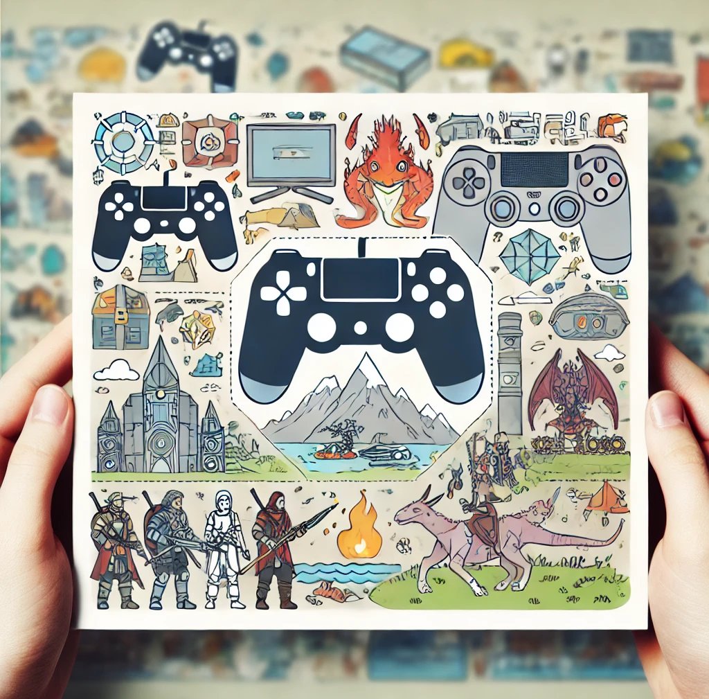 a person holding a game controller with a video game controller