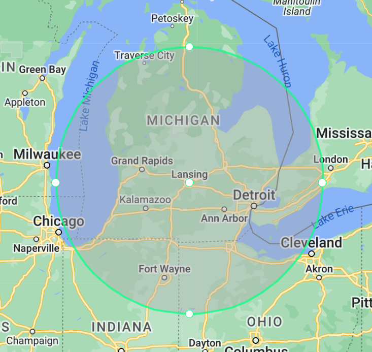 Service area map michigan indiana ohio