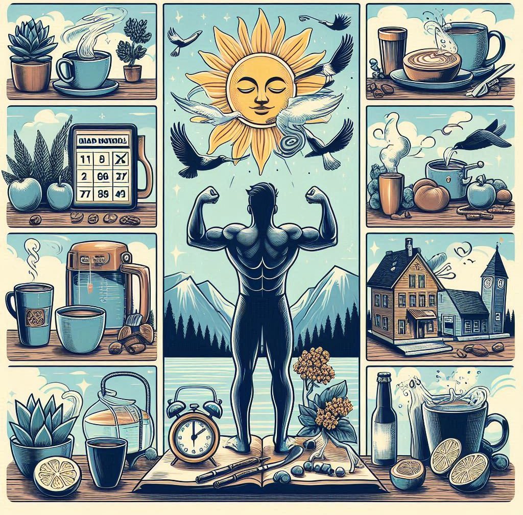 An image of a person surrounded by pics of routine elements