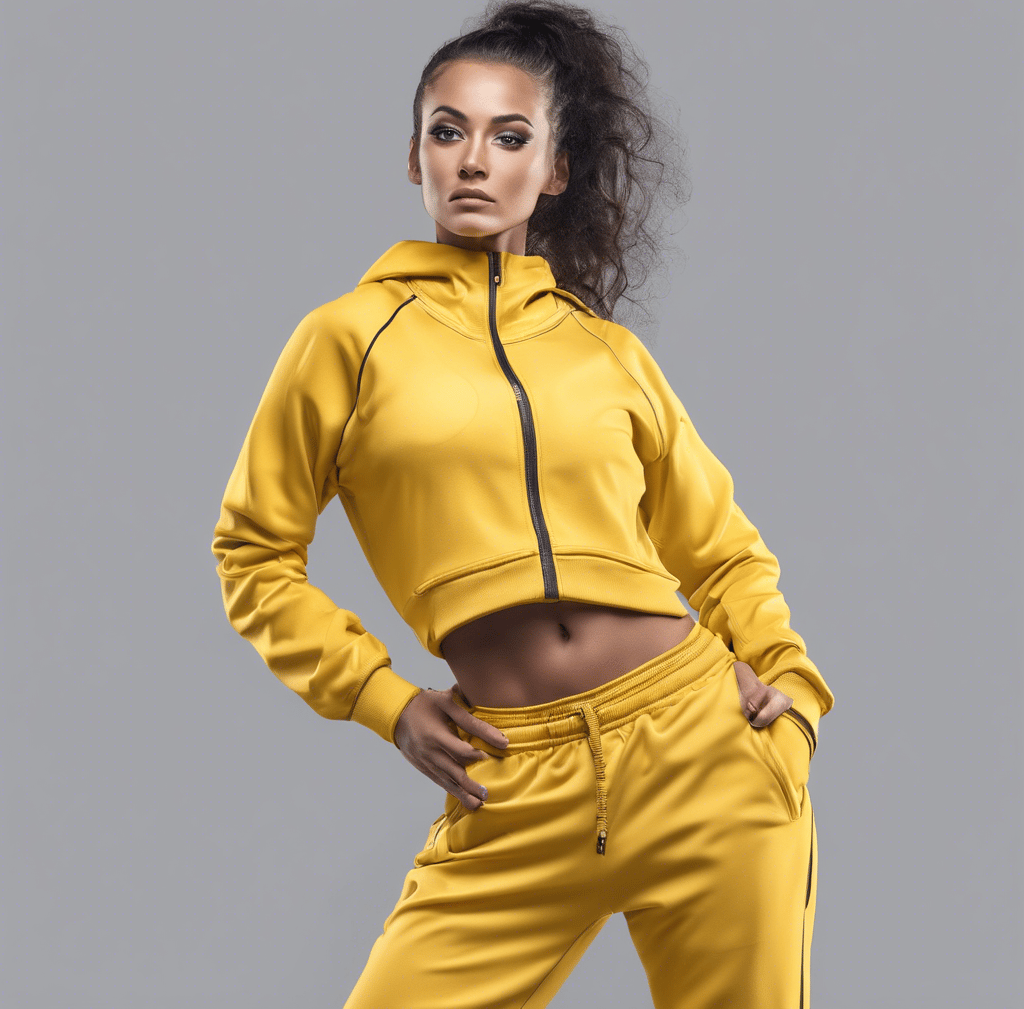 woman in yellow tracksuit standing on basketball court side