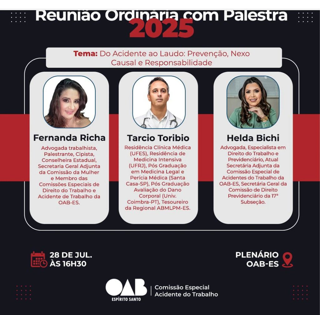 Participação técnica em evento da OAB sobre perícia médica judicial e nexo causal em 2025  