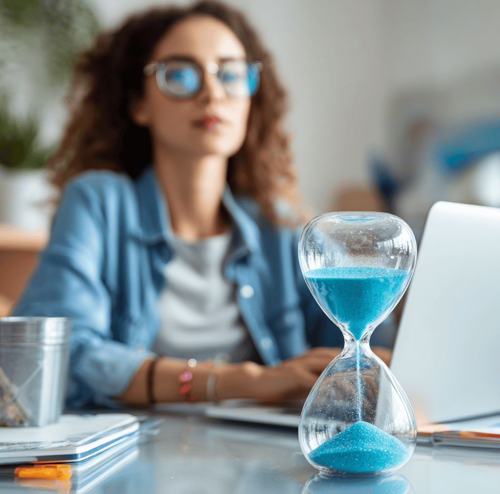 ADHD person using visual timer to make time visible and manage effectively.