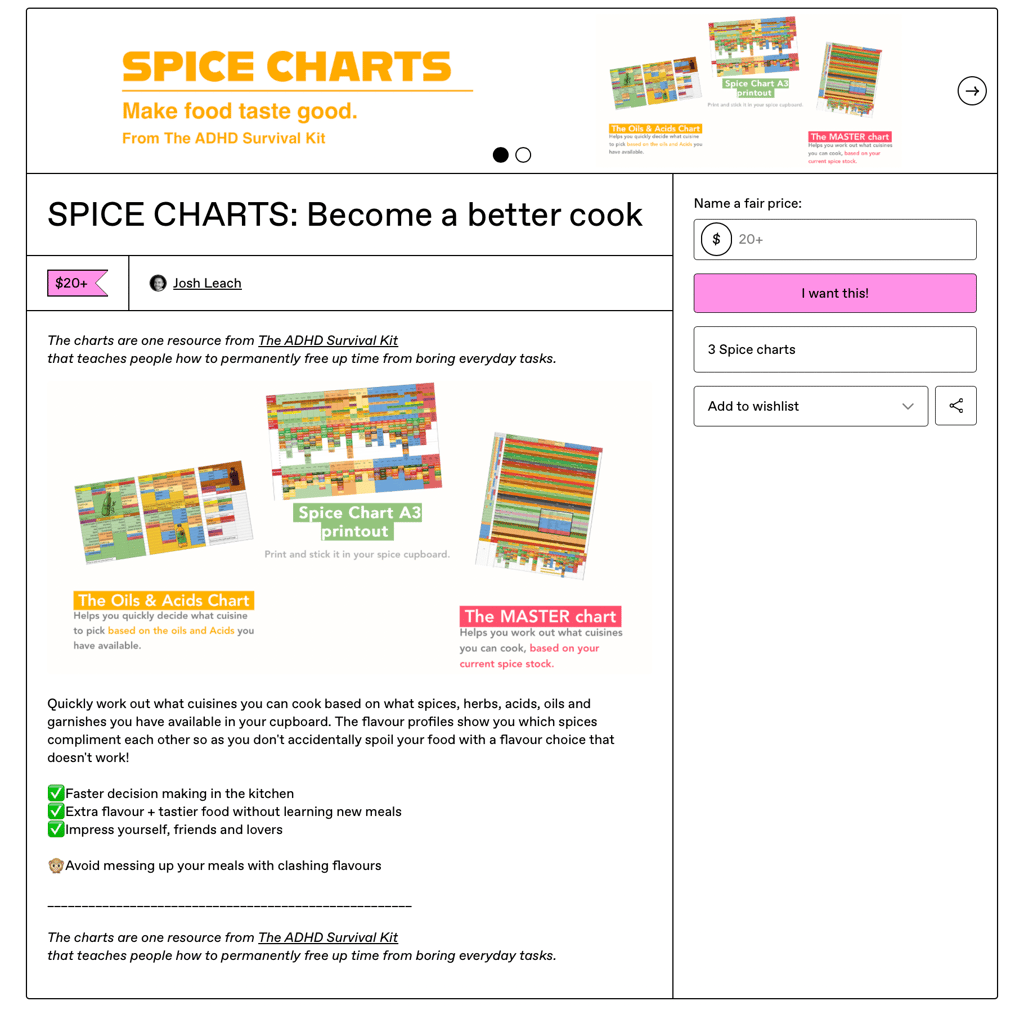 Image of the spice charts available to purchase on gumroad