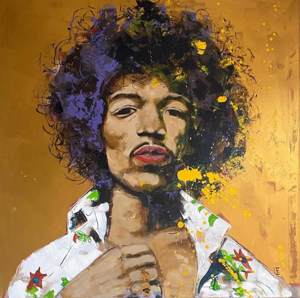 Jimi Hendrix 80 x 80 cm.