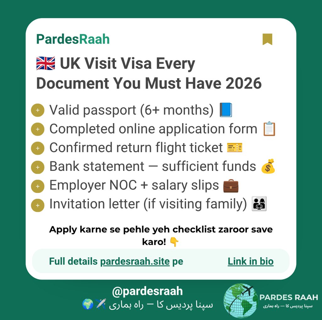 UK Visit Visa 2026 checklist featuring required documents like passport and bank statements.