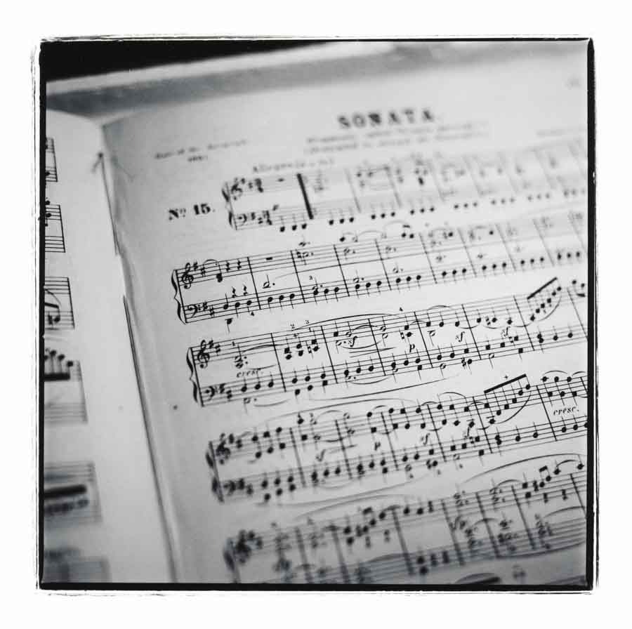 Beethoven's sonata as an analogue photograph. Black and white fine art photography.