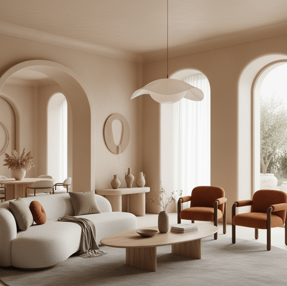 a living room with a couch and chairs Nour Nagy Designs London interior Design