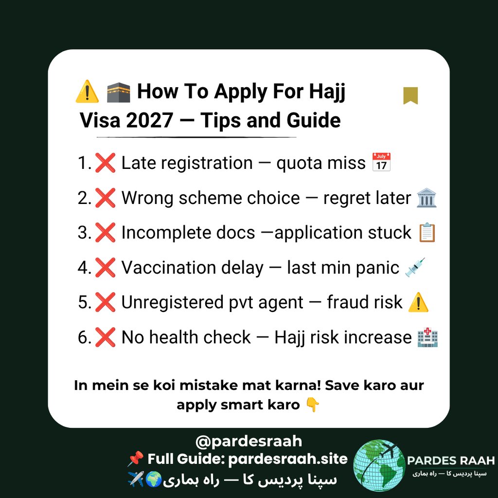 A guide on how to apply for a Hajj Visa 2027 listing common mistakes to avoid during the application process.
