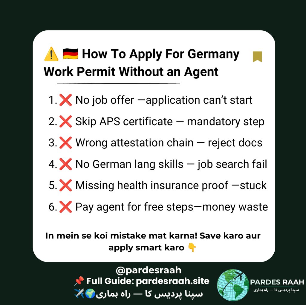 Guide on how to apply for a Germany work permit without an agent, listing six common mistakes to avoid.