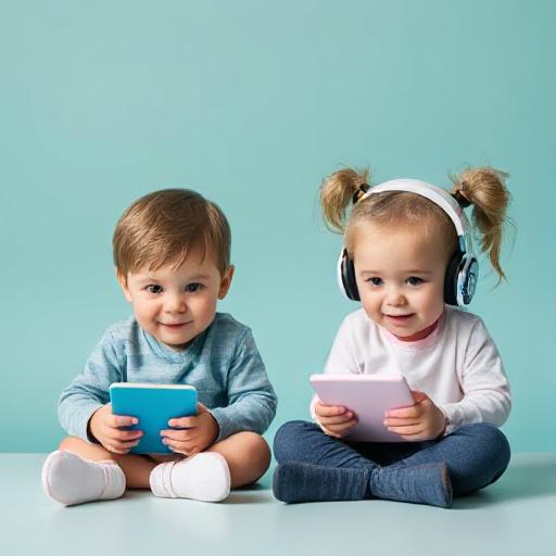 two children sitting with headphones on