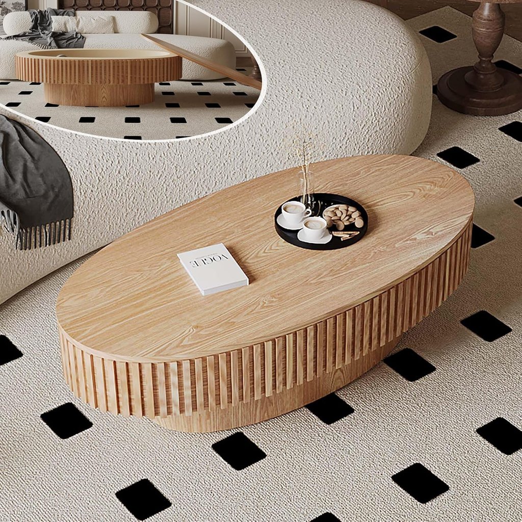 Oval Coffee Table with Storage