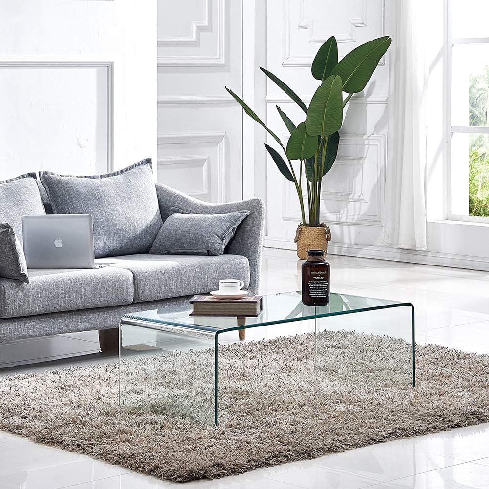 Premium Tempered Glass Modern Clear Coffee Table for Living Room