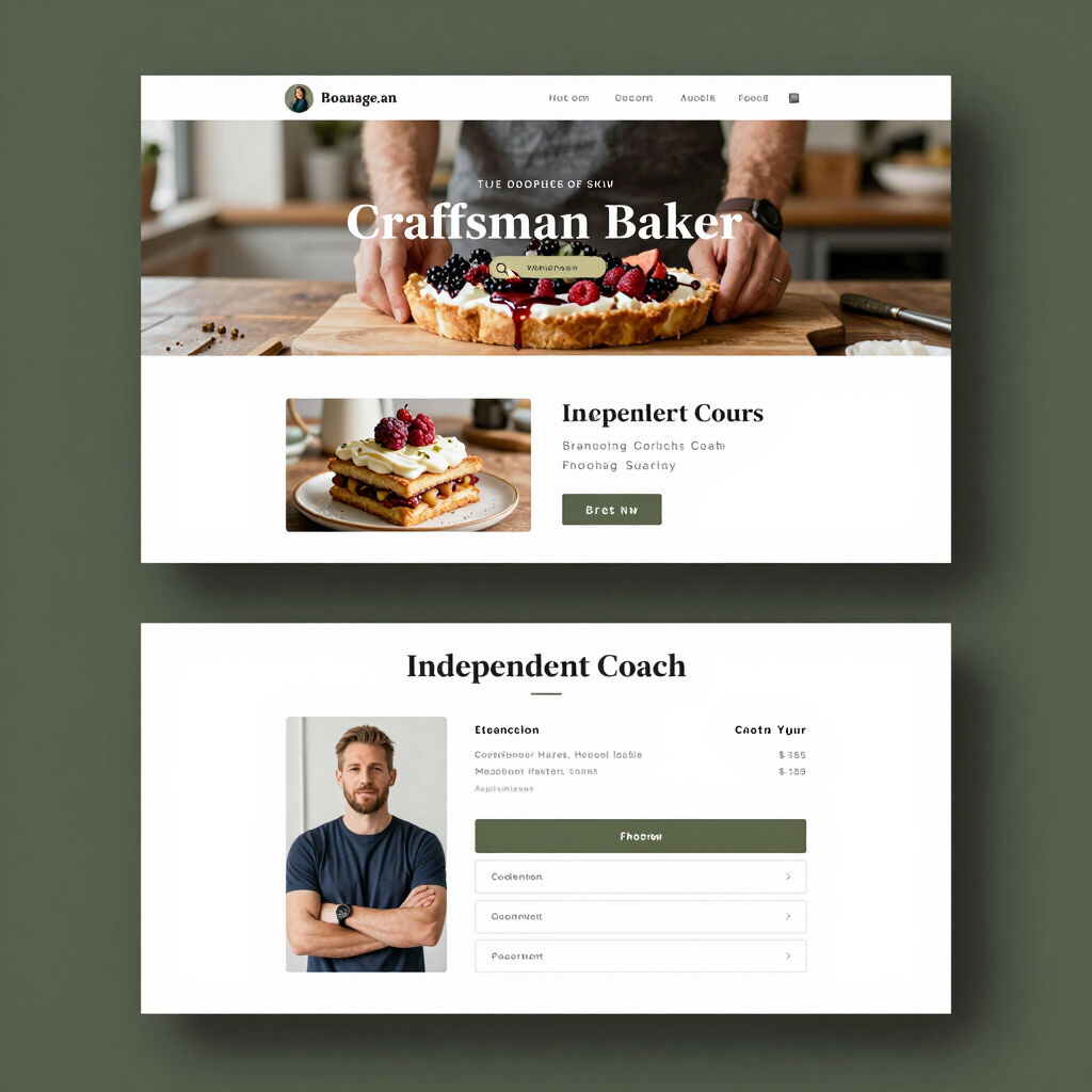 A craftsman working on a laptop, designing a website tailored to his business.