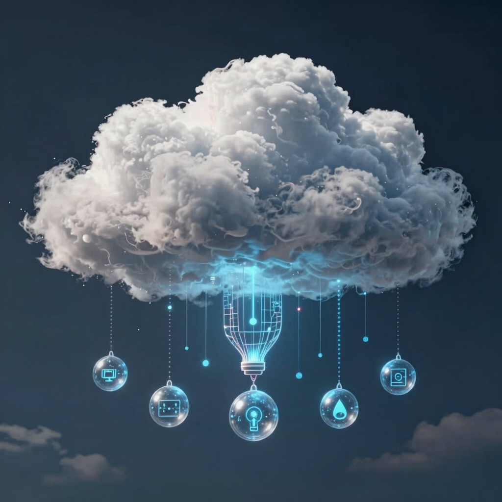 3D render of cloud computing concept