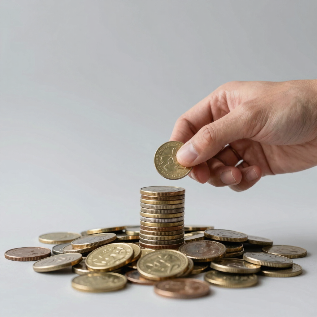 person showing both hands with make a change note and coins