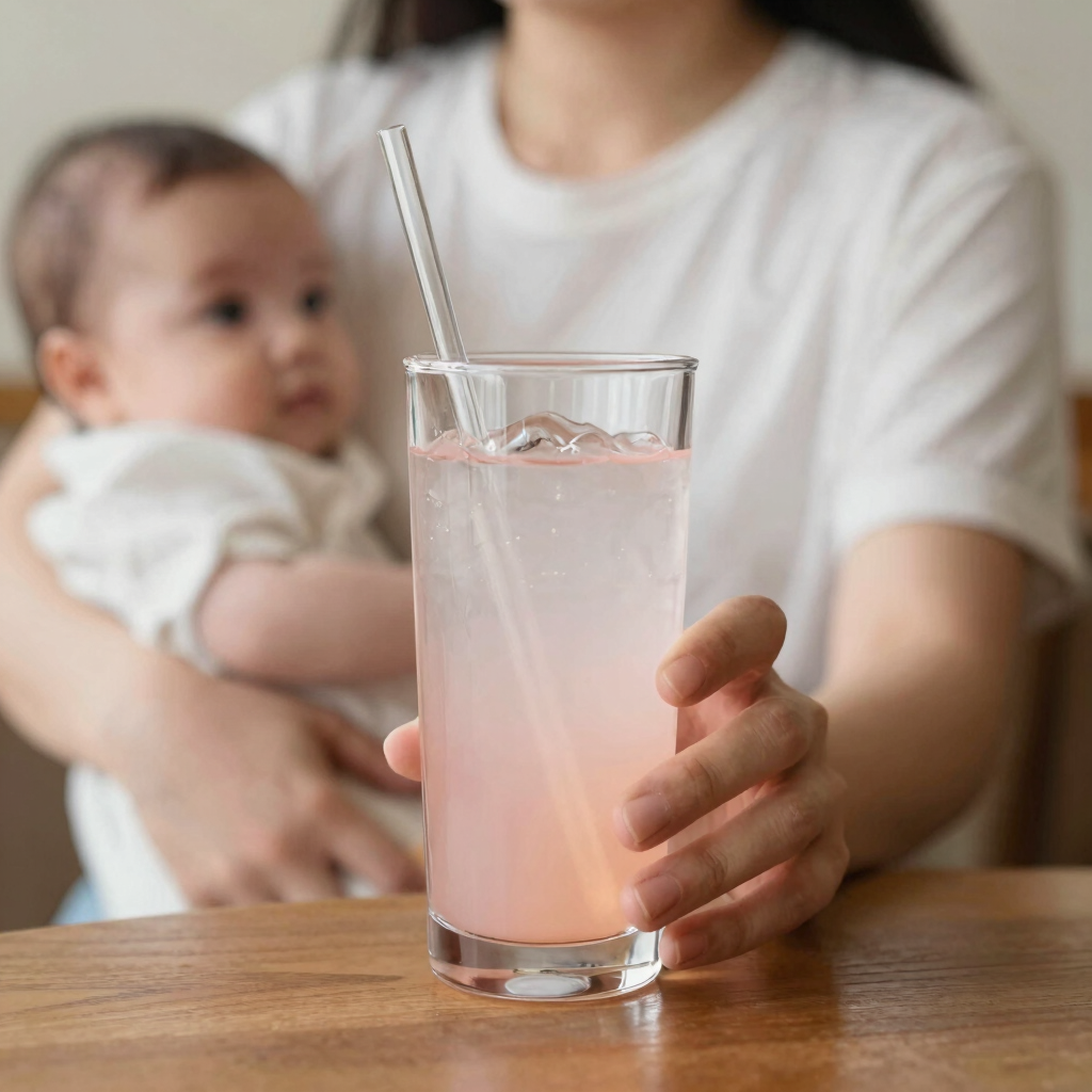 Close-up of cold lactation sachets with fresh raspberries and pineapple slices on a soft beige background.