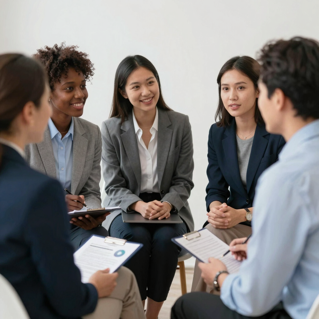 A calm, inviting workspace with sensory-friendly tools and soft lighting.