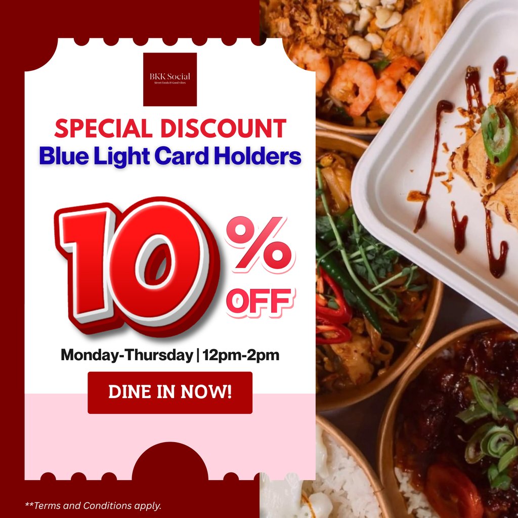 Blue Light Card Holders Discount at BKK Social in Gloucester
