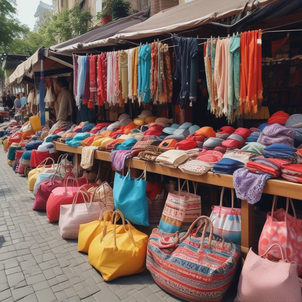 A collection of small accessories like wallets and keychains arranged on a rustic linen cloth with subtle red accents.