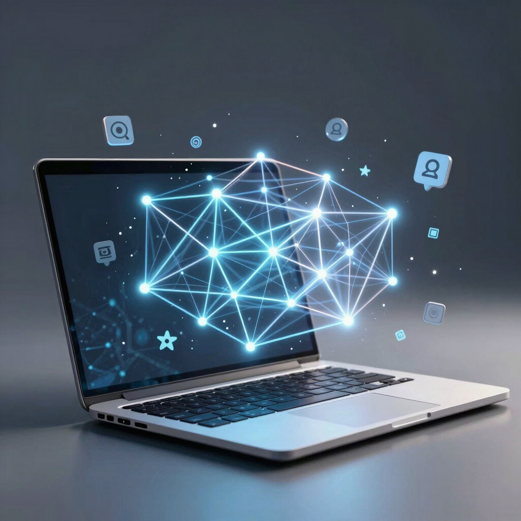 A dynamic dashboard showing SEO analytics and social media engagement stats.