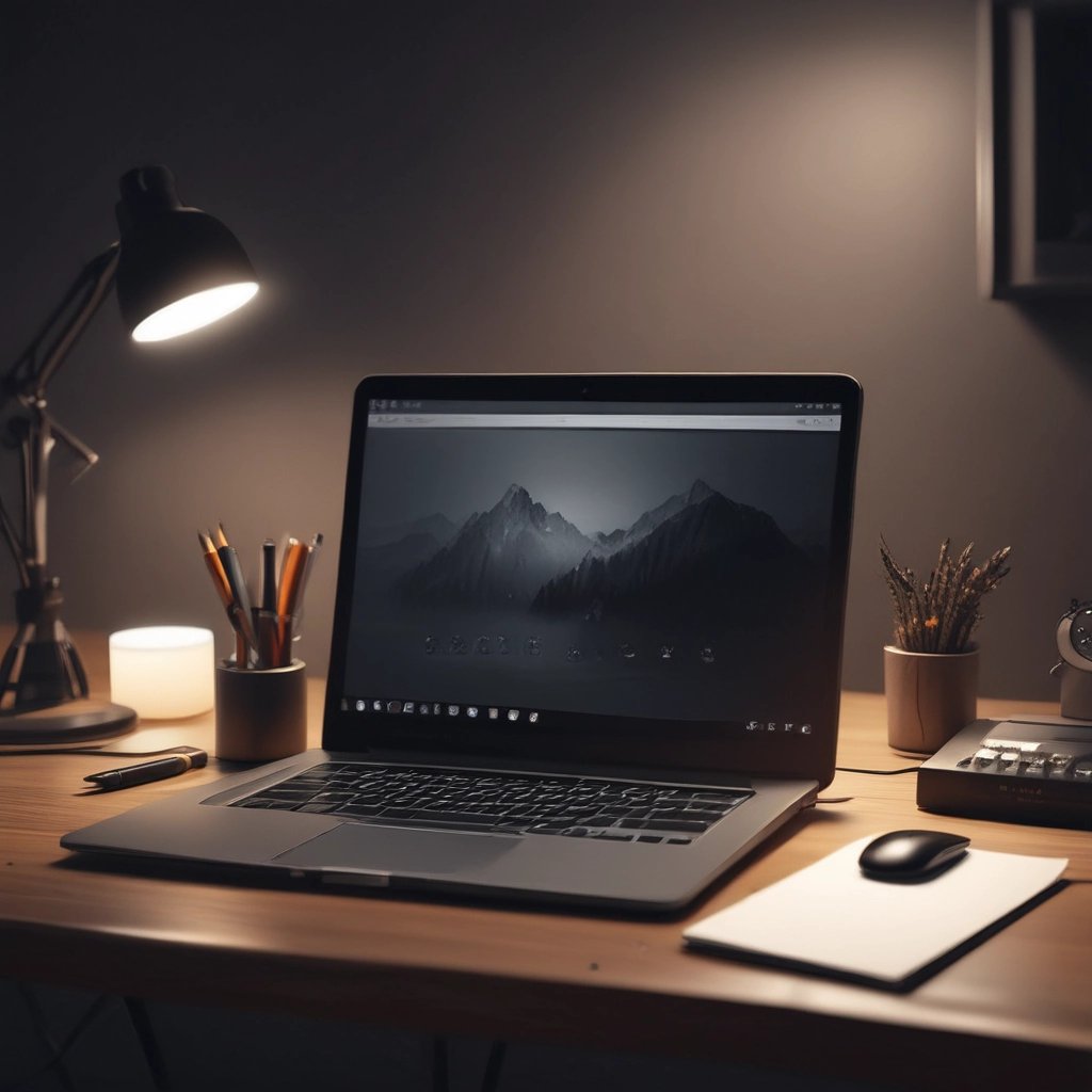 A minimalist brand visual concept board illuminated by soft, moody lighting.