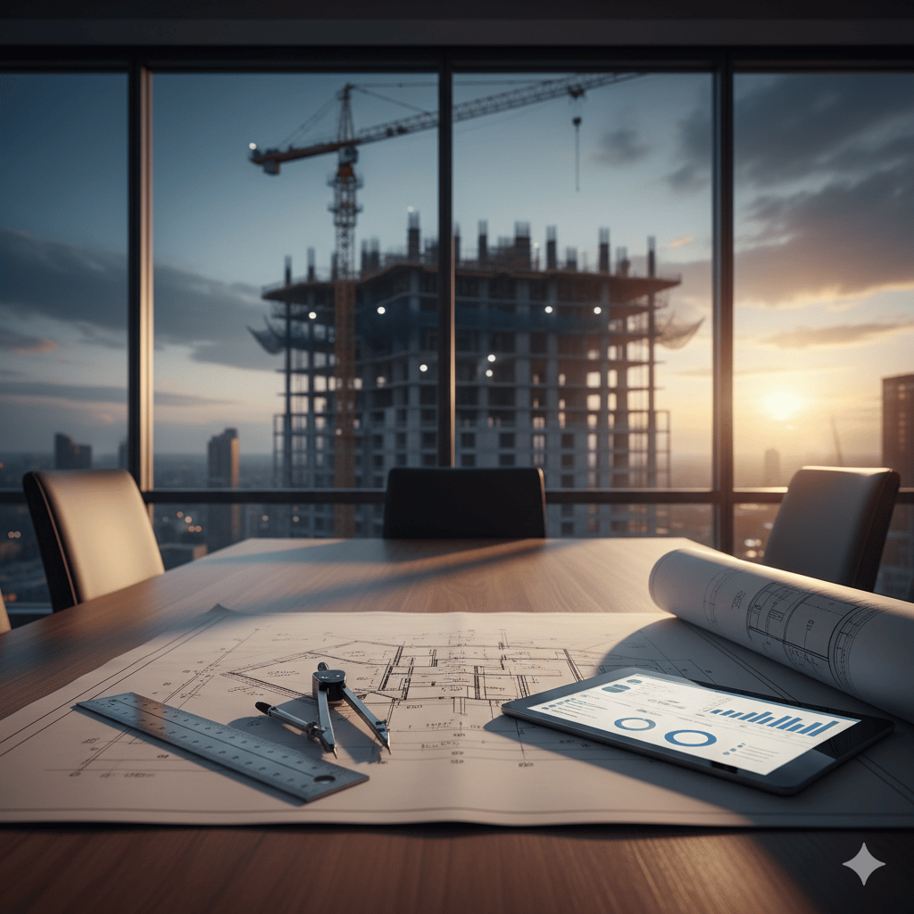 Team meeting providing owner’s representative services for a construction project.