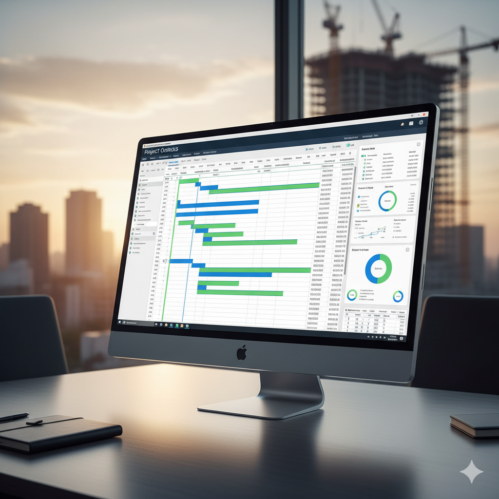 Project controls dashboard showing scheduling, cost, and performance metrics.