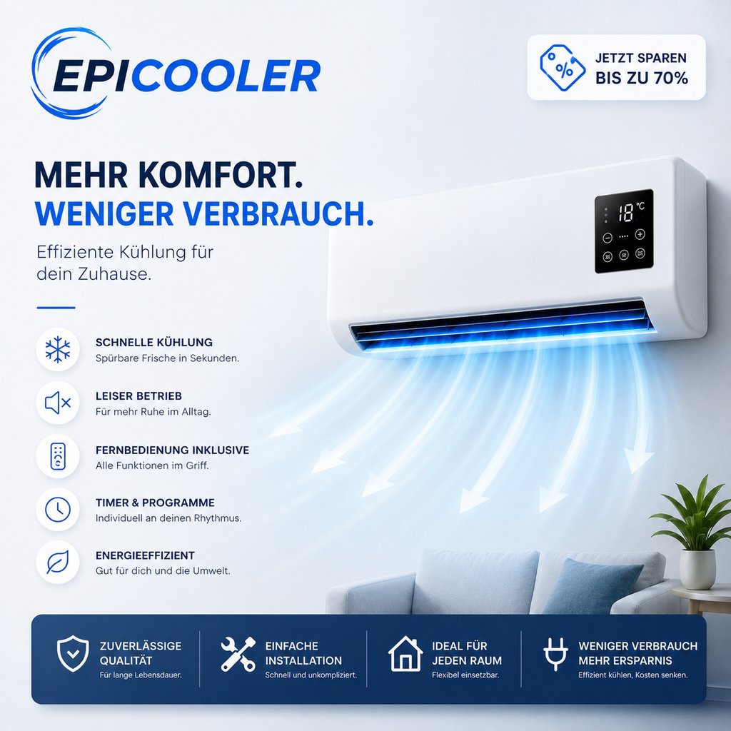 Epicooler Luftkühler mit starker Kühlung, Fernbedienung und 70% Rabatt