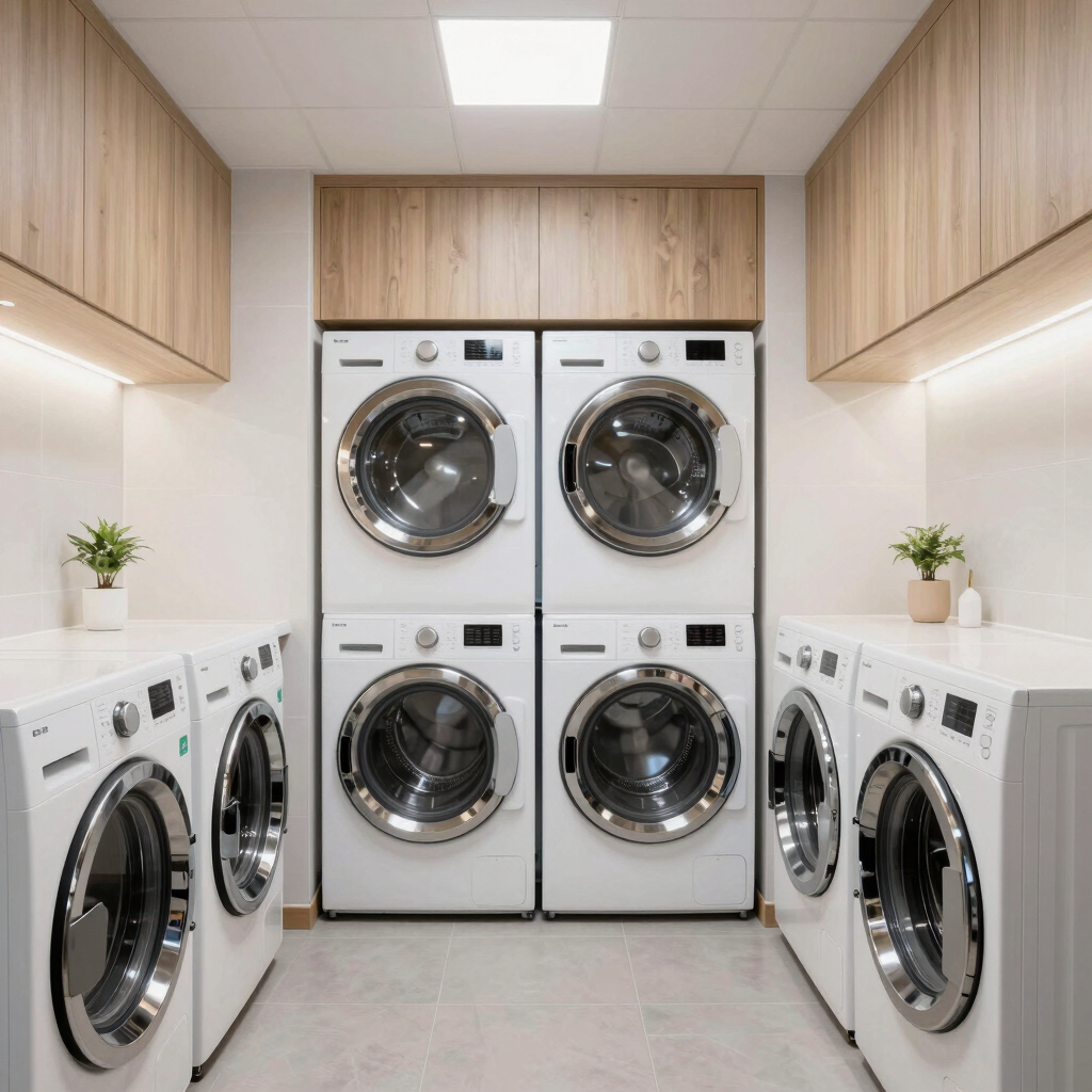Laundry room renovation with new washer hookups and utility sink.