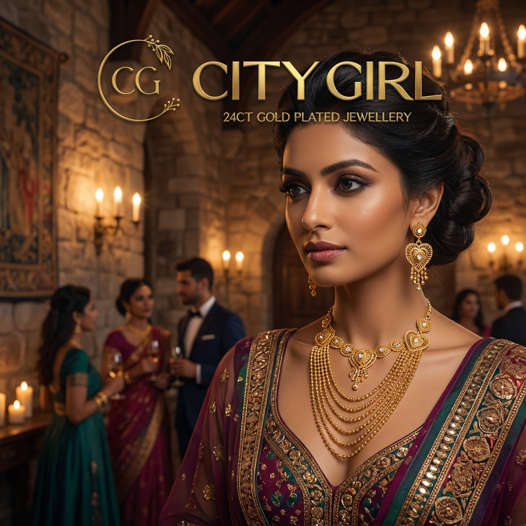 City Girl Gold Plated Jewellery Set Cocktail Party and Bridal Set