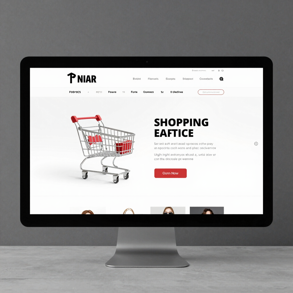 Close-up of hands typing on a laptop with a modern website design on screen.