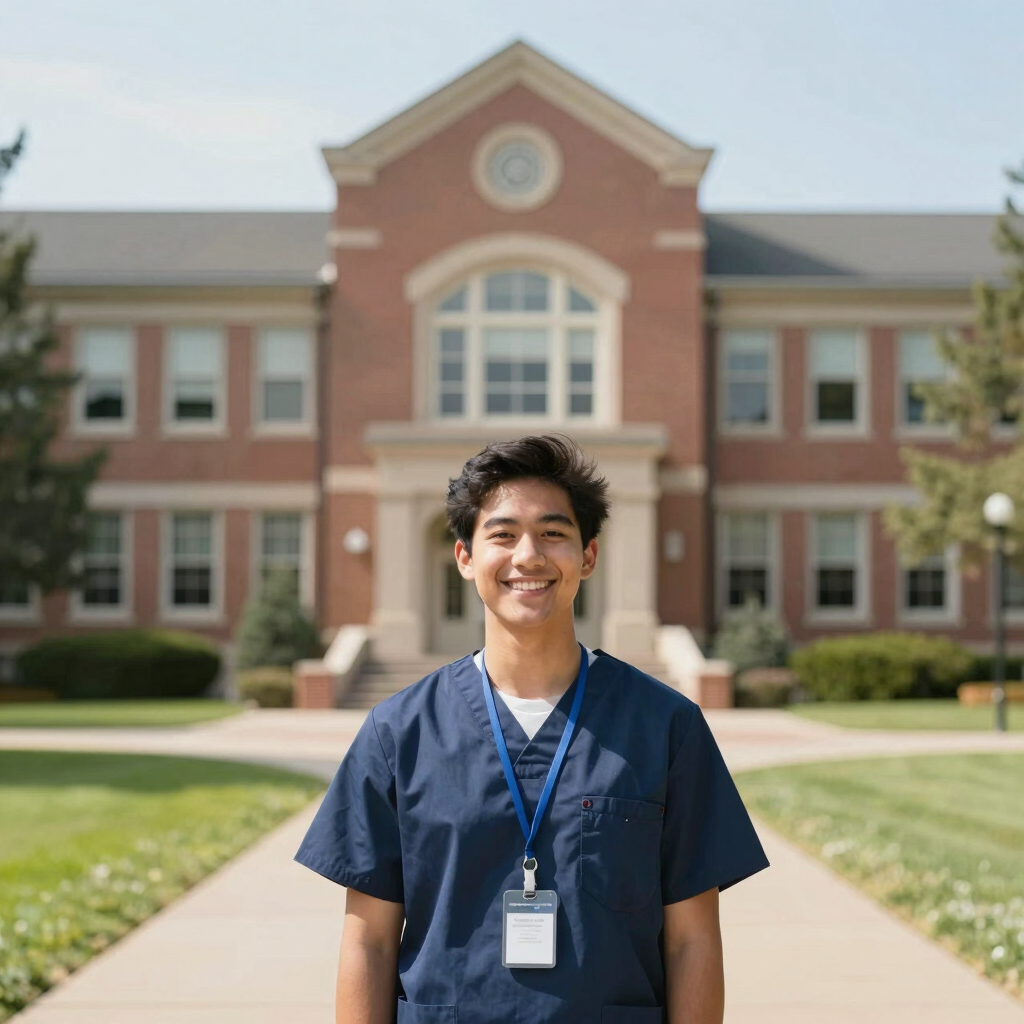 A focused Black medical student studying with textbooks and notes spread out on a desk.