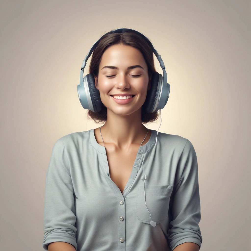 a woman with headphones and headphones on