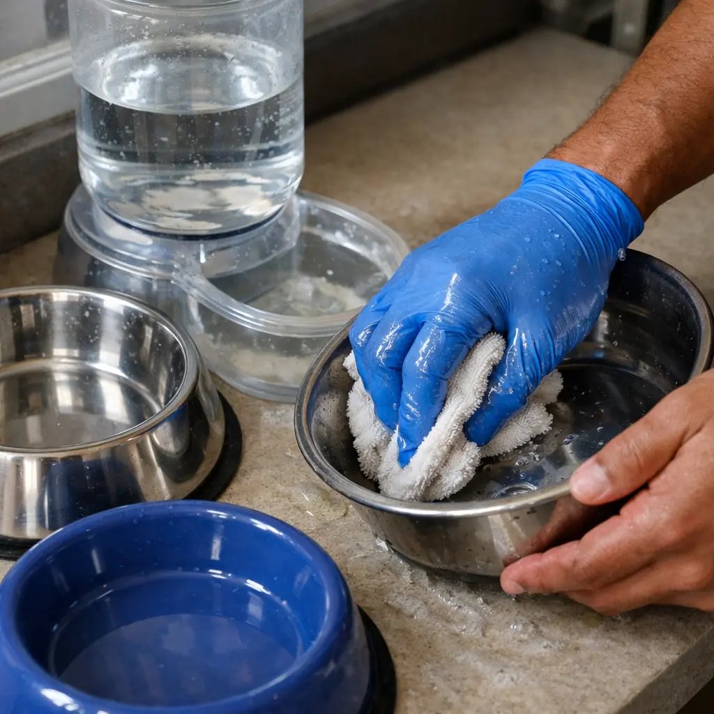 nettoyage approfondi et désinfection des gamelles et biberon pour animaux