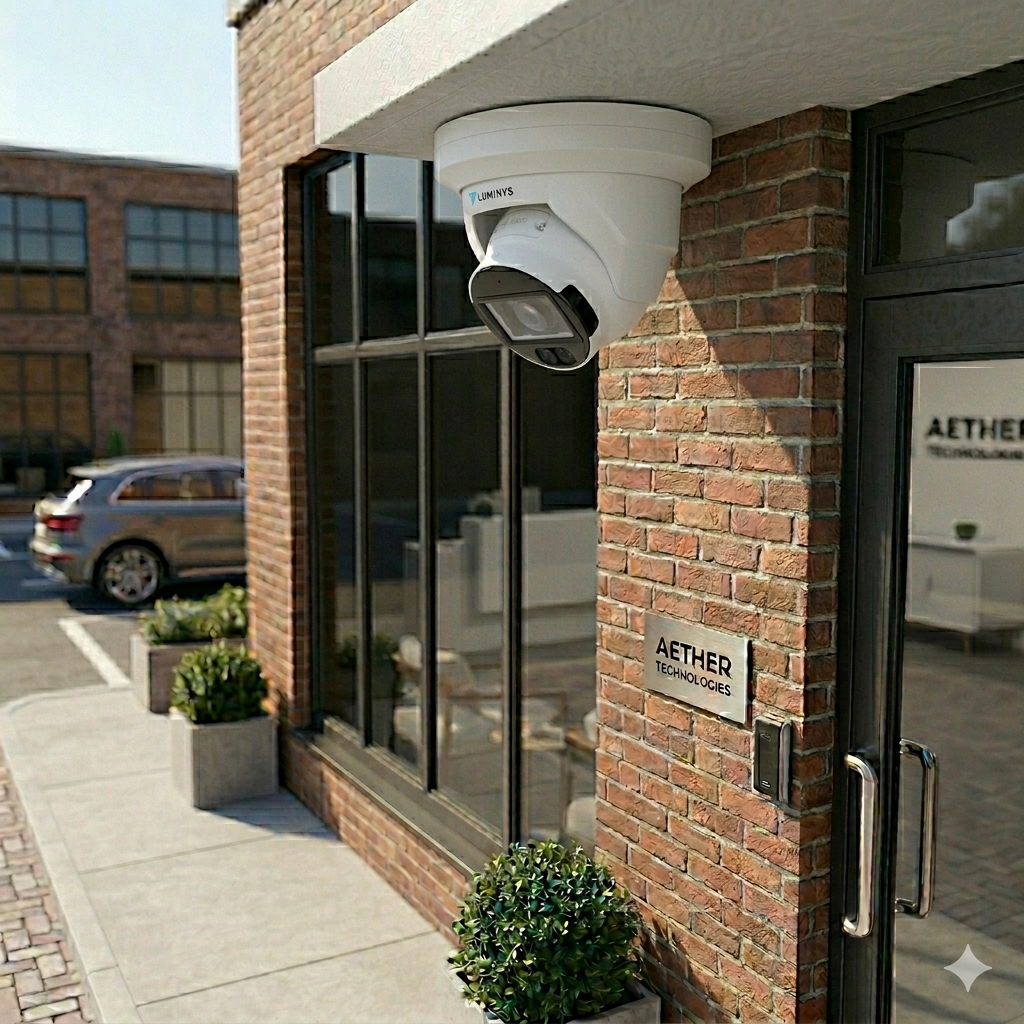 Camera CCTV Luminys installed on commercial store.