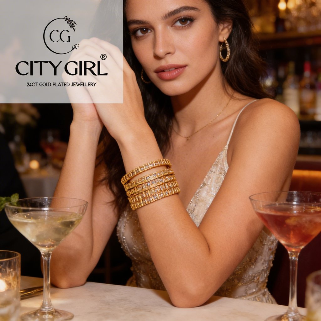 AD stone bangles with anti-tarnish 18K gold plating, for parties and weddings - City Girl  Jewellery