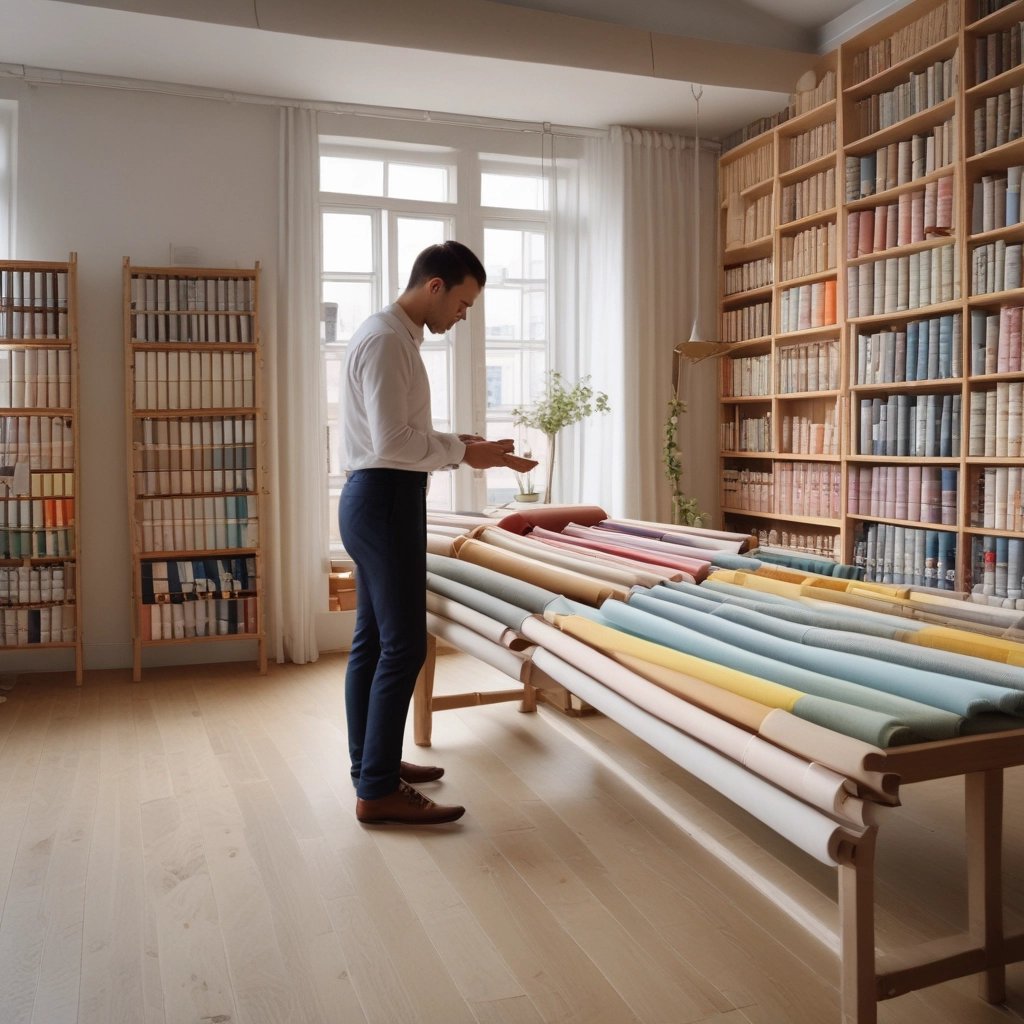 Handcrafted French fabric bags and accessories neatly arranged on a rustic wooden table.