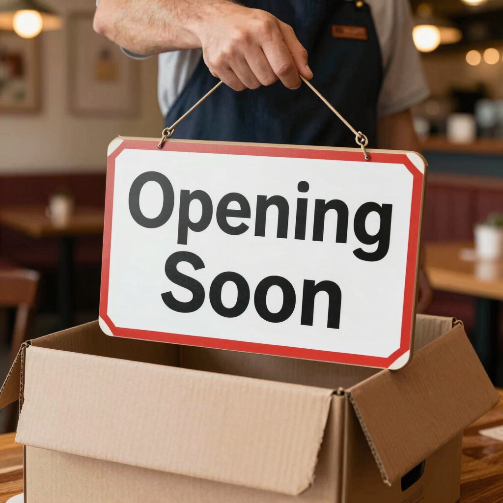 the sign should say-opening soon
