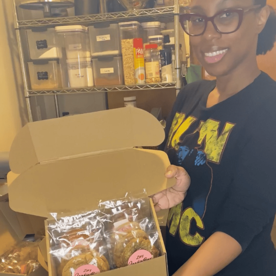 home baker with cookies