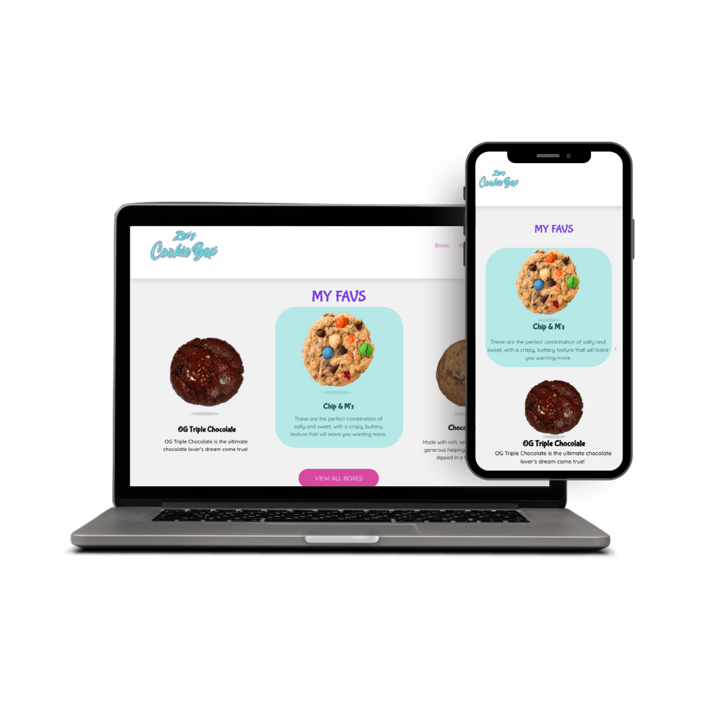 zees cookie box mobile mockup