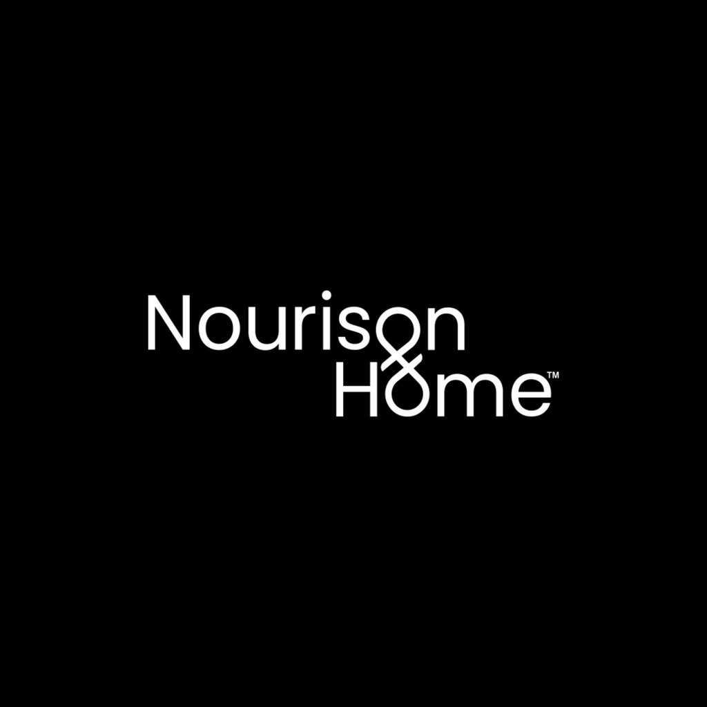 a black and white logo with the words nourison home