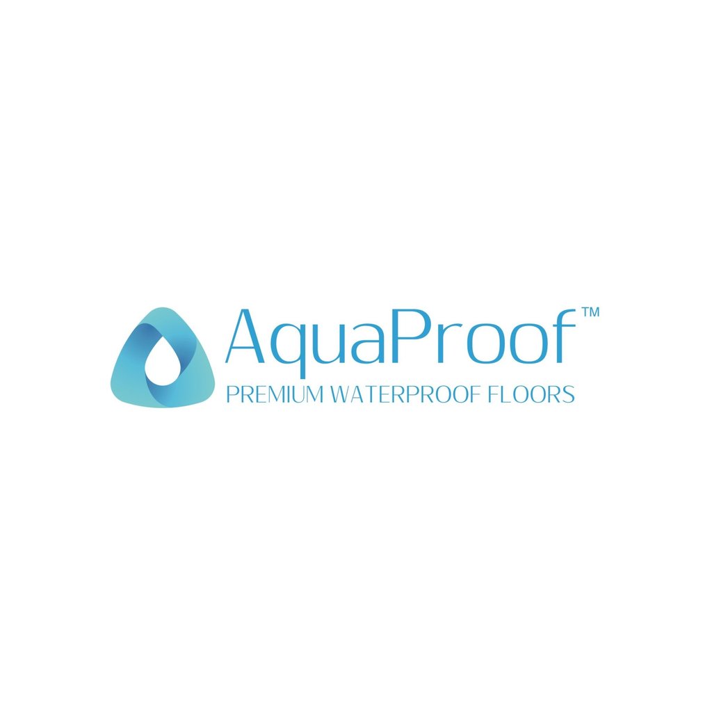 a logo for a waterproof flooring company, AquaProof