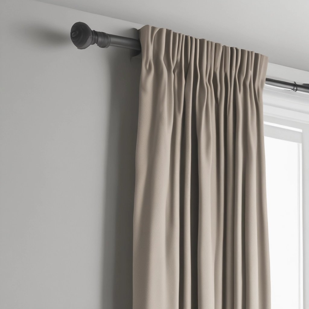 a curtain rod with a curtain rod and a curtain