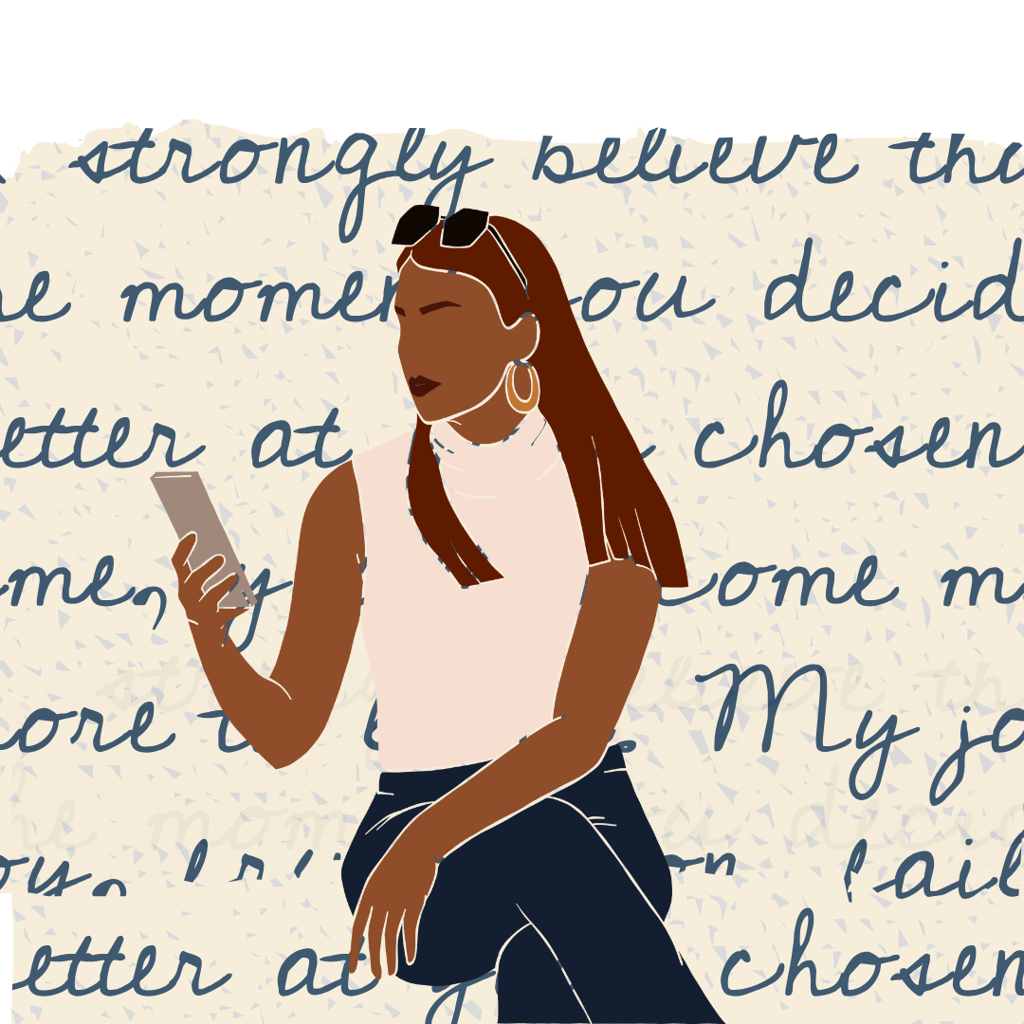 Femme noire avec des lunettes de soleil, téléphone a la main