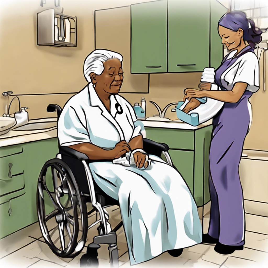 a nurse in a wheelchair is taking care of a patient