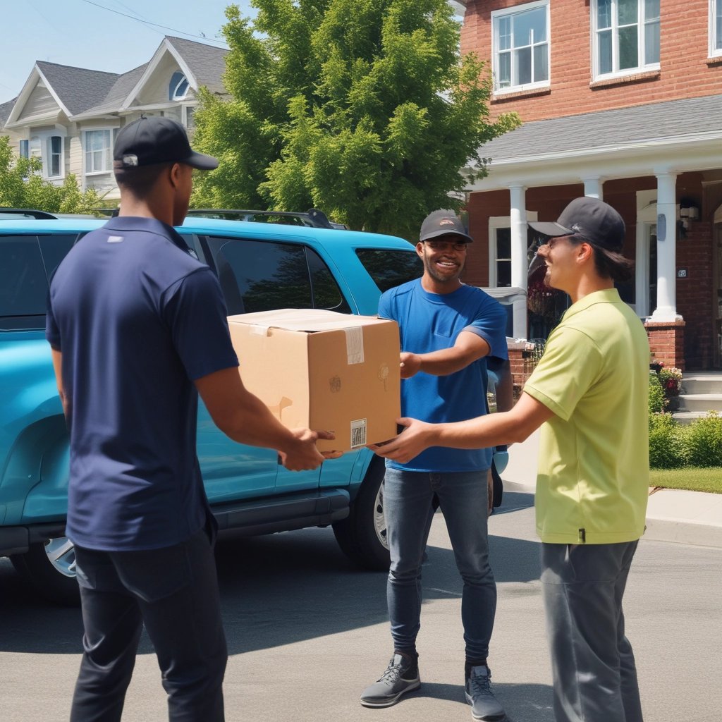 person giving brown box