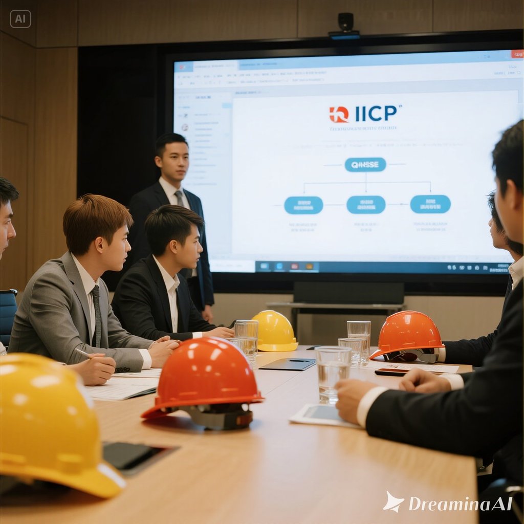 a group of people sitting around a table with a projector